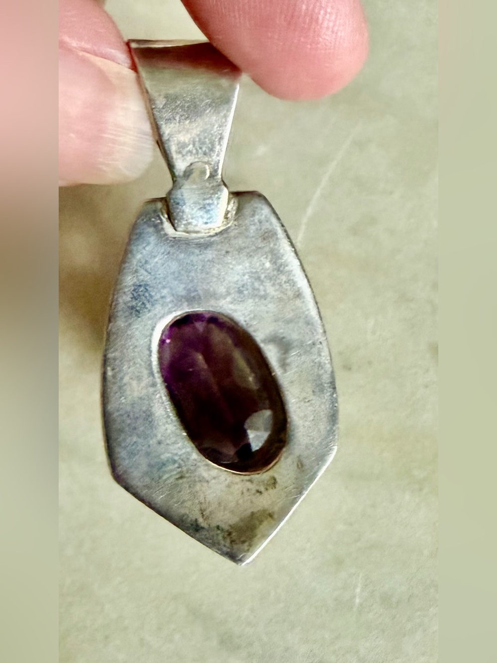 Sterling Silver Amethyst Pendant - Deep Purple Gem 9.68g - Picture 2 of 3